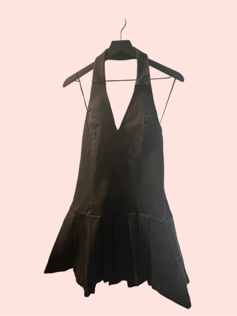 love, Fire Black Halter Pleated Mini Dress